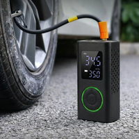 Handheld Metal Tire Inflator with Tire Pressure Monitor 150PSI Rechargeable Air Pump Featuring LED Light and USB-C Charging