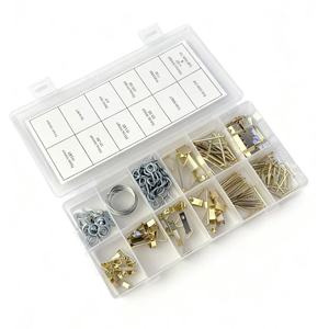 260pcs đẩy pin móc thiết lập tường hình ảnh khung treo móc bộ loại kết thúc Đồng bằng mắt trượt móc & đẩy pins - Product Image 1