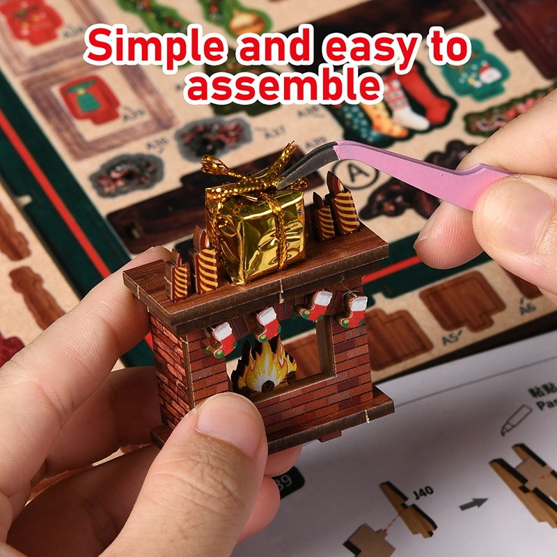 Christmas Gift Shop DIY Miniature House with Music Box & Book Nook Kit