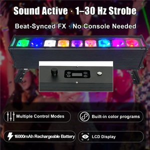 Barre de projecteur murale rechargeable 9 x 18W, autonomie de 4 heures, RGBWAUV 6-en-1, contrôle par pixels, application sans fil, IP65, <span class=keywords><strong>DJ</strong></span>, discothèque, scène - Product Image 4
