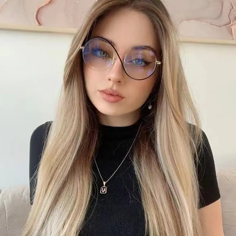 Metal Half Frame Anti Blue Light Filter Optical Glasses Frames lunettes de luxe Women Fashion Round Eyewear Computer Eyeglasses