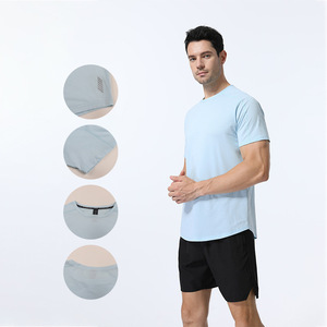 T-shirts personnalisés à ourlet incurvé pour hommes, vierges, 220 g/m², 95 % coton, 5 % élasthanne, pour la gym, le fitness et l'entraînement - Product Image 6