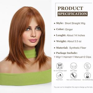 Esmee Perruques courtes droites rouges naturelles résistantes à la chaleur pour femmes - Product Image 2