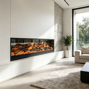 Chimenea Eléctrica LCD Moderna <span class=keywords><strong>de</strong></span> Pared con Llama Dinámica, Calor Ajustable, Control Remoto y Protección <span class=keywords><strong>de</strong></span> Seguridad <span class=keywords><strong>para</strong></span> Sala <span class=keywords><strong>de</strong></span> Estar - Product Image 2
