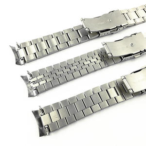 Livraison rapide 20mm 22mm argent brossé Jubilé solide en acier inoxydable extrémité incurvée <span class=keywords><strong>Bracelet</strong></span> en métal plaqué or avec fermoir papillon - Product Image 5