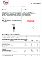 NCEP023NH100 MOSFET TO-220 375W 100V 298A 100% Original et Traçable Code de lot -55°C à +175°C Température de fonctionnement Rds on 2.15 MR