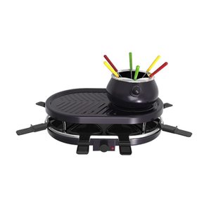 Party <span class=keywords><strong>Multifonction</strong></span> 1500w 1.0L 6 Fourchettes à Fondue Plaque de Fer Amovible Antiadhésive Barbecue Électrique <span class=keywords><strong>Raclette</strong></span> Grill avec 8 Spatules - Product Image 1