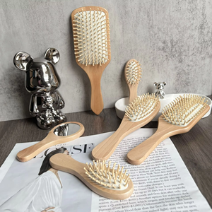 หวีไม้ไผ่ขนาดเล็กพร้อมเบาะแปรงหวีผมหวีนวดหนังศีรษะสำหรับผมทุกประเภทโลโก้ออกแบบได้ตามต้องการ - Product Image 5