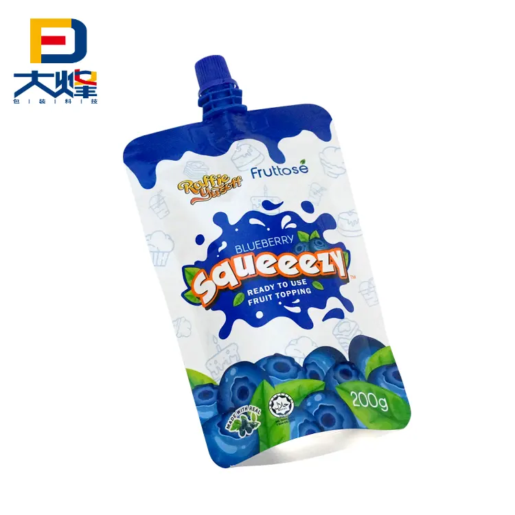 Barriera Pe Al Ny stampa in plastica Stand Up beccuccio sacchetto di imballaggio per bevanda succo di bevande Yogurt automatico cibo imballaggio