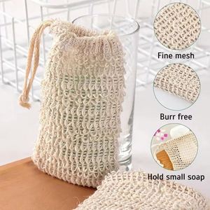 Sac à savon écologique naturel zéro déchet, sac à savon moussant et exfoliant avec pochette en maille exfoliante pour la salle de bain, forme carrée - Product Image 4