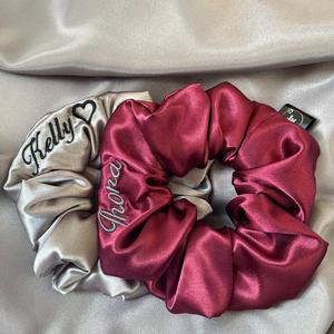 OEM/ODM logotipo personalizado terciopelo algodón satén seda Scrunchies para mujeres pequeño MOQ elástico esponjoso Scrunchy lazos para el cabello - Product Image 4