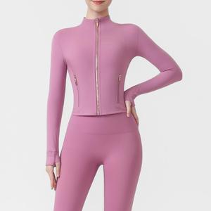 USA Oversea Warehouse Cropped <b>Yoga</b> Cardigan Women's Stand Collar Breathable Pilates Training <b>Jacket</b> - Product Image 4