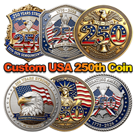 Pièce commémorative du 250e anniversaire, vente en gros, OEM, pièce de défi en métal personnalisée, impression bicolore, logo personnalisé, souvenir
