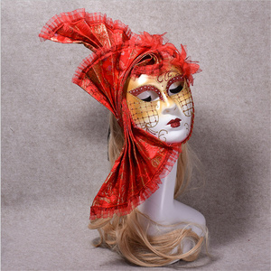 <span class=keywords><strong>Maschera</strong></span> a pieno facciale da <span class=keywords><strong>donna</strong></span> colore rosso plastica scintillante elegante <span class=keywords><strong>Costume</strong></span> di carnevale veneziano decorazione per feste a buon mercato - Product Image 6