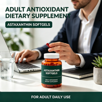Gélules d'astaxanthine naturelle 0,6 g, complément alimentaire antioxydant pour adultes, durée de conservation de 24 mois