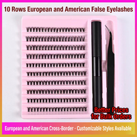 Ensemble de faux cils en grappe segmentée naturelle grande capacité, style européen et américain, pour usage quotidien et DIY