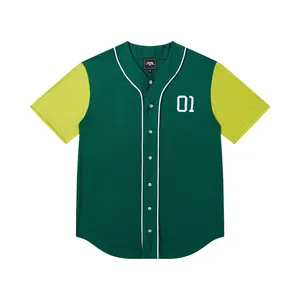 网眼透气棒球服定制纯色全纽扣棒球运动衫