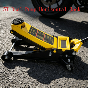 Cric de levage de sol portable AUTO 5 tonnes à double pompe, profil bas, en acier haute résistance, pour <span class=keywords><strong>changement</strong></span> de pneus, certifié CE - Product Image 1