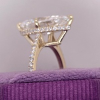 Bague de fiançailles en or massif 10K/14K/18K avec diamant de laboratoire taille marquise 2 carats, halo caché et pavé, couleur VVS DEF, certifiée IGI CVD/HPHT