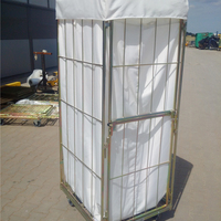 Chariot de blanchisserie industriel pliable en treillis métallique galvanisé sur mesure avec roues