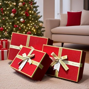 Coffret cadeau Redsparkling, un ensemble de 3 boîtes cadeaux rectangulaires avec nœud doré, idéal pour offrir en cadeau et personnalisable selon les besoins - Product Image 6