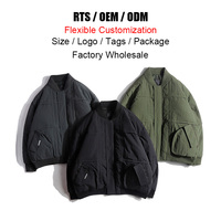 Blouson bomber vintage coupe-vent d'hiver avec col montant et logo personnalisé pour hommes et femmes, en duvet de canard