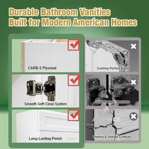 Mueble de Baño Moderno Personalizado |   Gabinete de almacenamiento para baño para proyectos de apartamentos |   Muebles de baño americanos para contratistas - Product Image 3