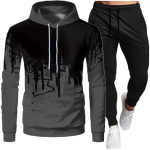 Young Men Casual Autumn Winter Fashion Sportswear Hooded And Pant Pullover custom print logo ropa de hombre