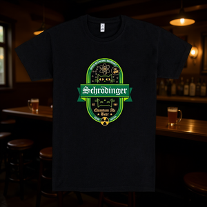 Camiseta Quantum Ale Beer negra para hombre, talla grande, diseño del gato de Schrödinger, tema científico - Product Image 3