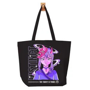 16oz thick cartoons black cotton canvas shopping tote bag oem custom print logo high quality with pouch