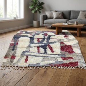 Abstract Pattern Hand Knotted Wool Moroccan Area <b>Rug</b> 10' X 14' Rectangle Medium <b>Pile</b> <b>Thick</b> Bohemian Living Room <b>Rug</b> Cotton - Product Image 3