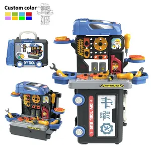 Leemook 3 In 1 59PCS Mechanical Tools Screw Bus Set Toy Plastic Kids Real Tool Bus ToysSet For Kids