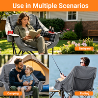 Chaise de camping pliante rembourrée XL surdimensionnée, robuste, 150 kg, avec appui-tête et accoudoirs rembourrés, chaise longue d'extérieur