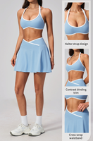 Maßgeschneiderte Sportbekleidung: Halter-Golf-BH & Atmungsaktives, Dehnbares 2-Teiliges Tennisrock-Set für Damen mit Eingebauten Shorts – „Naked Feel“-Komfort