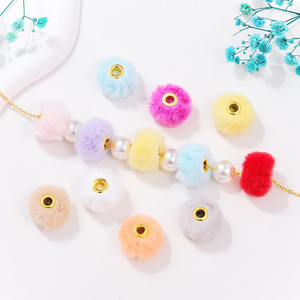 Pompons en fausse fourrure de lapin style coréen, perles de 20 mm à grand trou, accessoires de bijoux DIY - Product Image 4