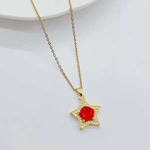 Haute qualité en acier inoxydable Zircon étoile pendentif collier boucle d'oreille mariage luxe mode ensembles de bijoux - Product Image 5