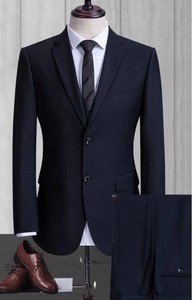 Costume sur mesure noir pour marié, ensemble 2 pièces (veste et pantalon) pour <span class=keywords><strong>soirée</strong></span>, cérémonie et affaires - Product Image 2