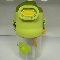 Polybell BPA349 550ml Gobelet d'apprentissage manuel pour enfants, avec logo couleur personnalisé, motif dessin animé, pailles anti-étouffement et poignée à sangle