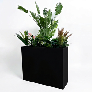 114 L Black Galvanized Steel <b>Square</b> Planter Home Landscape Design Garden Flower <b>Pot</b> Custom Size - Product Image 1