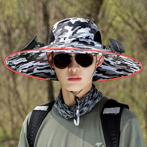 High Quality Non-deformation Metal, Large Brim Bucket Hat Men Women Solar Fan Hat <b>Usb</b> Charging Fan Cooler Hat/ - Product Image 3