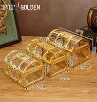 Europäische Hohl-Gold-Süßigkeiten-Schatztruhe in Form einer Schokoladenbox, goldene/silberne Kunststoff-Geschenkbox für chinesische Neujahrs- und Halloween-Feiertage