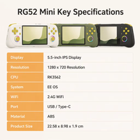 Console de jeu portable AISLPC RG52mini RK3562 sans écran tactile, écran 5,5 pouces 720x1280, système d'exploitation EE, WiFi, USB, lecteur de jeux RPG