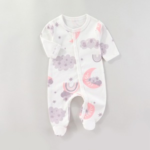 Combinaisons pour bébé 100% coton à boutons <span class=keywords><strong>avec</strong></span> imprimé animal mignon, douces, respirantes, unisexes, pour bébés de 0 à 1 an - Product Image 2