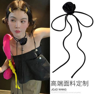Kalung Choker Bunga Satin Korea High End YL, Kalung Mawar Tiga Dimensi, Aksesoris Kalung - Product Image 3