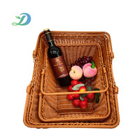 Panier de rangement en rotin Panier de rangement tissé à la main Panier à fleurs Bakset de fruits