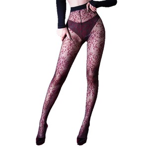 Xu Mi Vine French Retro Jacquard Silk Stockings 5D Sheer Black Women's Pantyhose With Floral Pattern Four Seasons Wear - Product Image 5