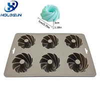 Moule en silicone spirale à 6 cavités, résistant à la chaleur, de qualité alimentaire, pour donuts, biscuits, gâteaux, mousses, bougies et savons