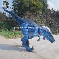 Costume de dinosaure animatronique en silicone et métal pour parc d'attractions, costume réaliste de Velociraptor grandeur nature