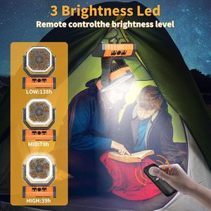 Ventilador de Camping Solar <span class=keywords><strong>con</strong></span> Linterna LED F6 de 20000 mAh, Panel Solar de 8 W, Motor sin Escobillas Recargable por USB, Compatible <span class=keywords><strong>con</strong></span> Automóviles - Product Image 6