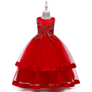5019 Hochwertige Kinder Mädchen Kleidung Neueste Mode Ärmellose Puffy Party Kleider Hochzeit <span class=keywords><strong>Blumen</strong></span> Mädchen Kleid - Product Image 1